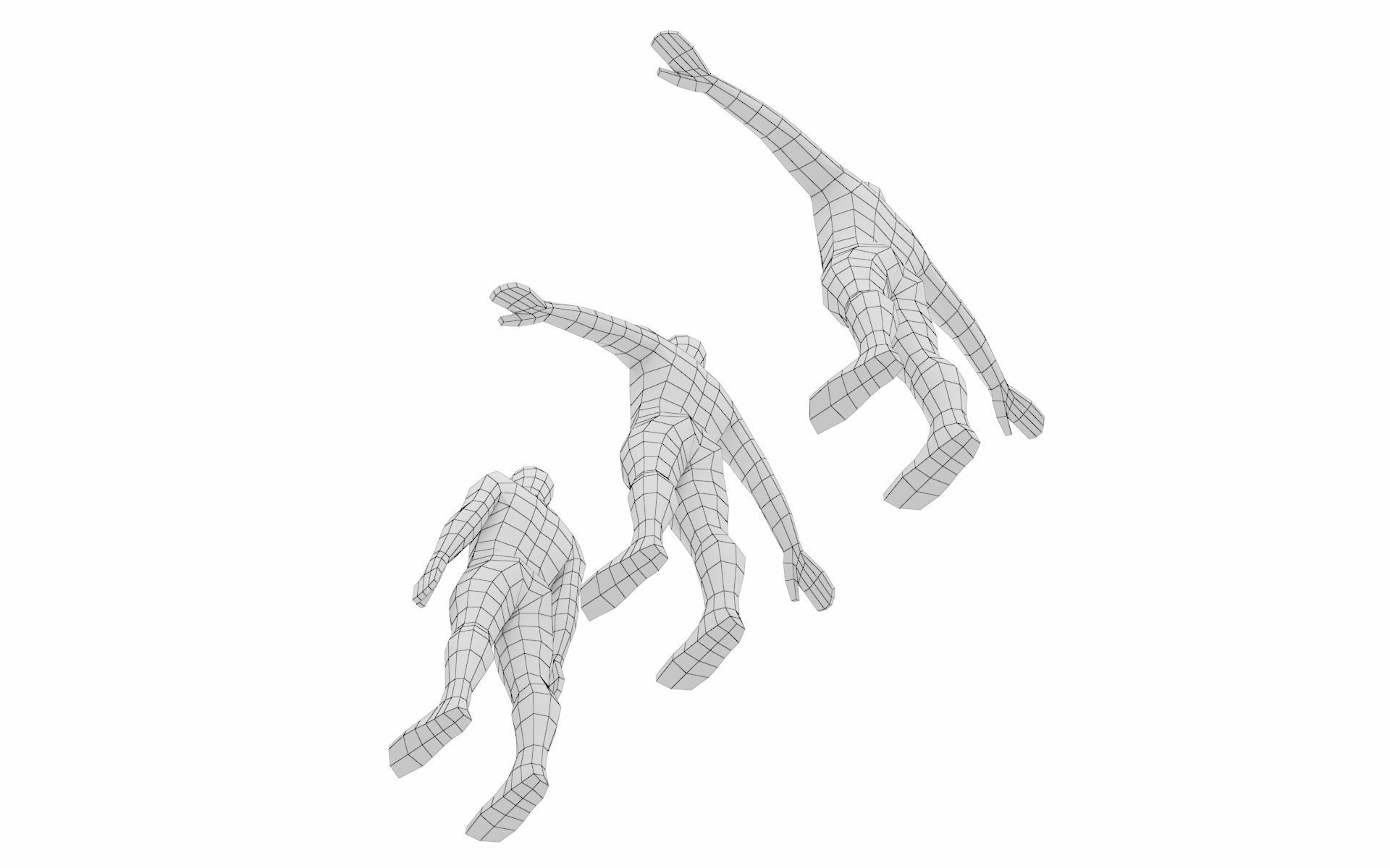 Natural Male in 3 Modeling Poses Base Mesh 3D model_7