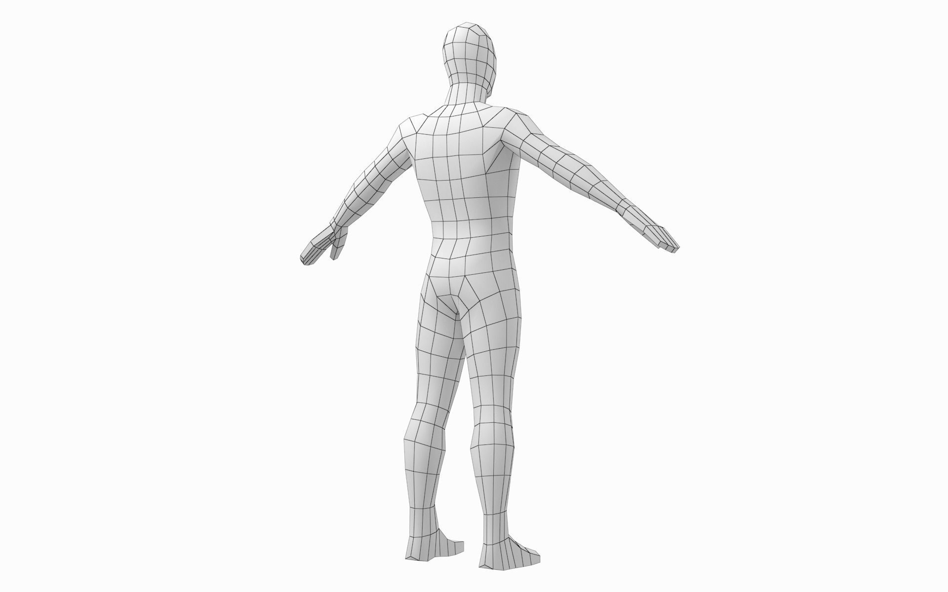 Natural Male in 3 Modeling Poses Base Mesh 3D model_12