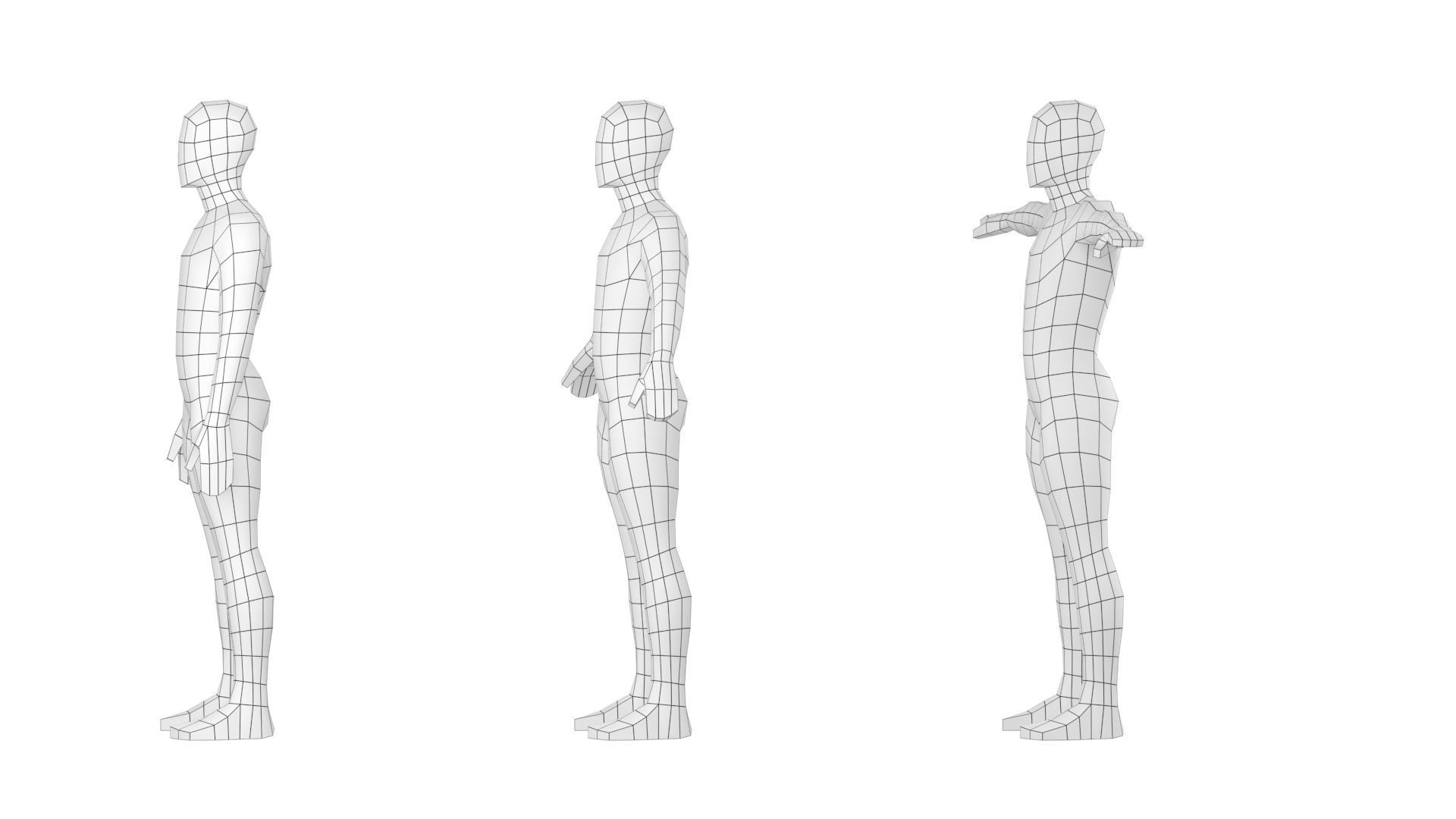 Natural Male in 3 Modeling Poses Base Mesh 3D model_21