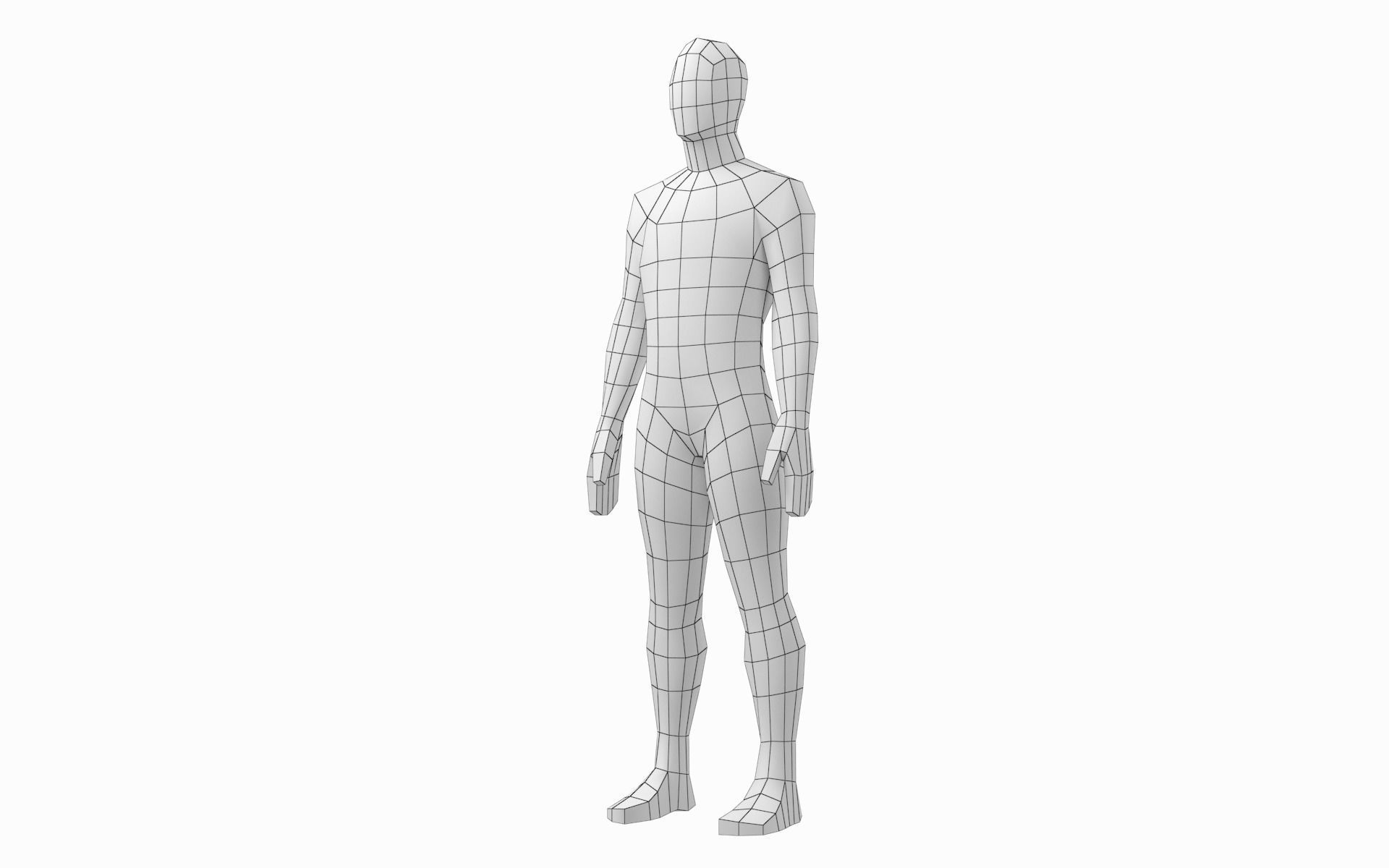 Natural Male in 3 Modeling Poses Base Mesh 3D model_8