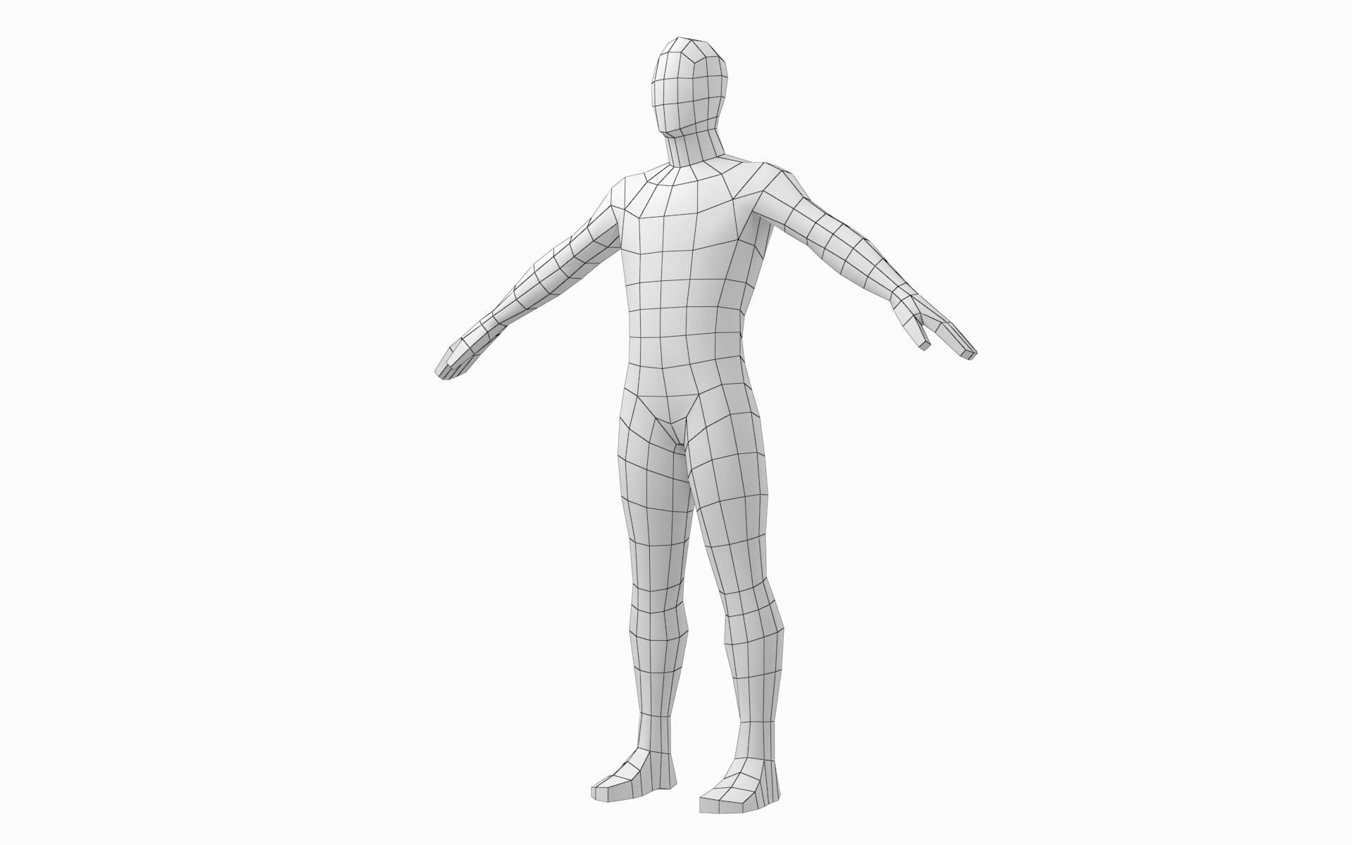 Natural Male in 3 Modeling Poses Base Mesh 3D model_9