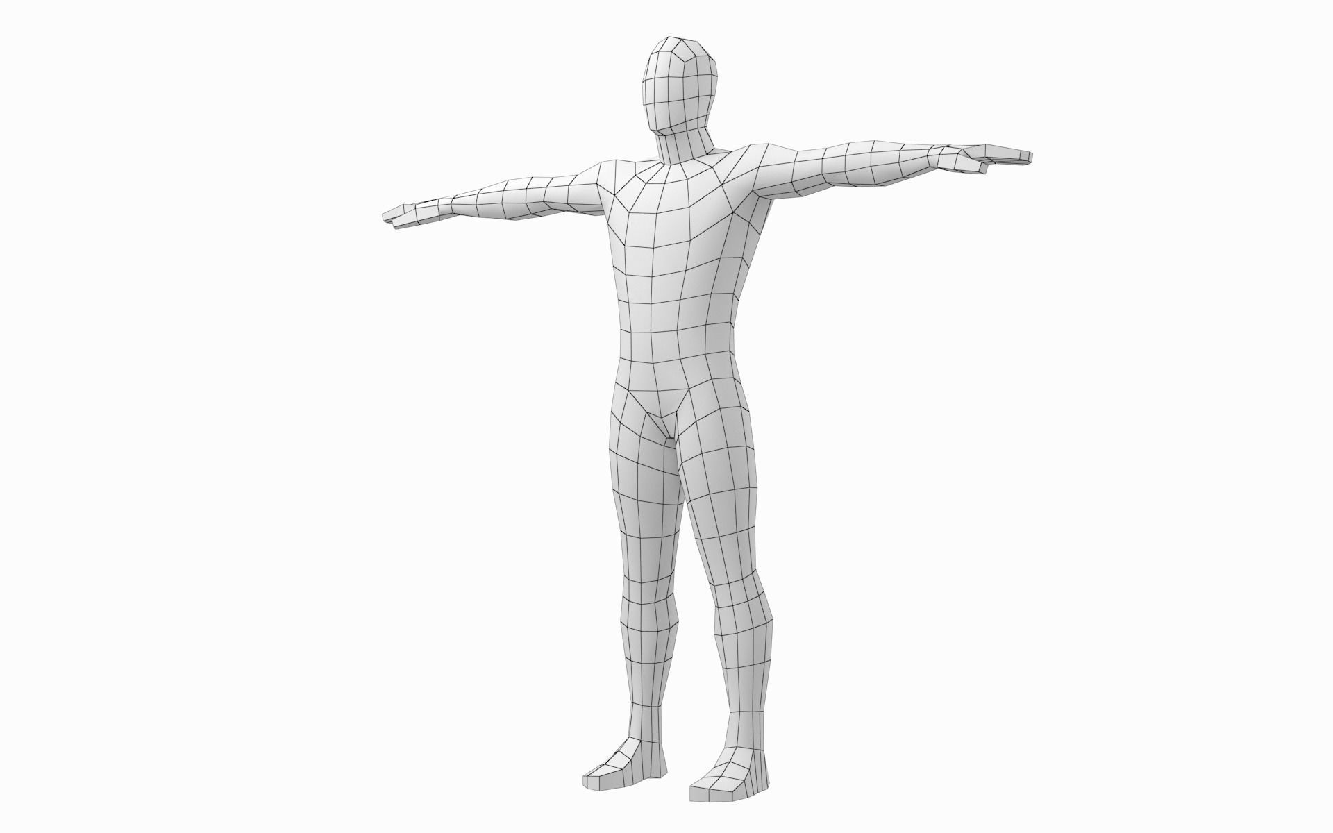 Natural Male in 3 Modeling Poses Base Mesh 3D model_10