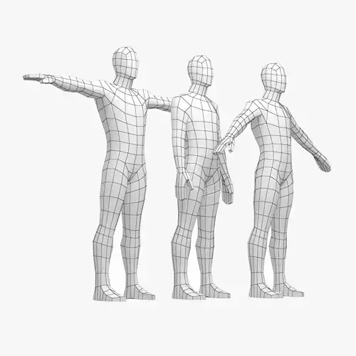 Natural Male in 3 Modeling Poses Base Mesh