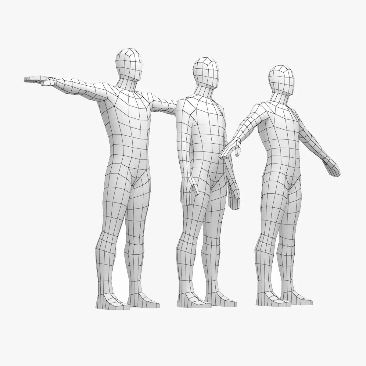 Natural Male in 3 Modeling Poses Base Mesh 3D model_0