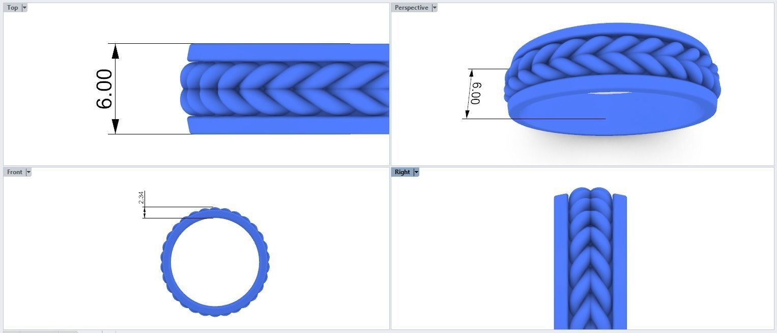 BRAIDED   RING Width 6mm 3D print model_9