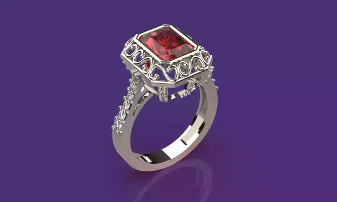 Ruby Emerald Stone Claster Jewelry Ring 