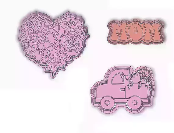 SET X 3 CORTANTES DIA DE LA MADRE MAMA FLORES MOM 3D print model