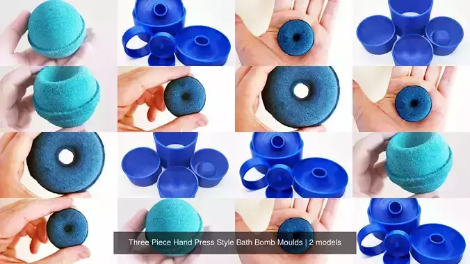 Three Piece Hand Press Style Bath Bomb Moulds