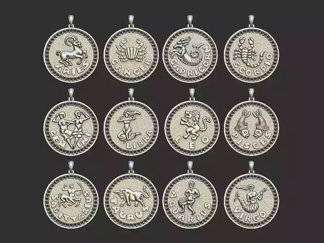 Zodiac Signs with brilhants 3D print model