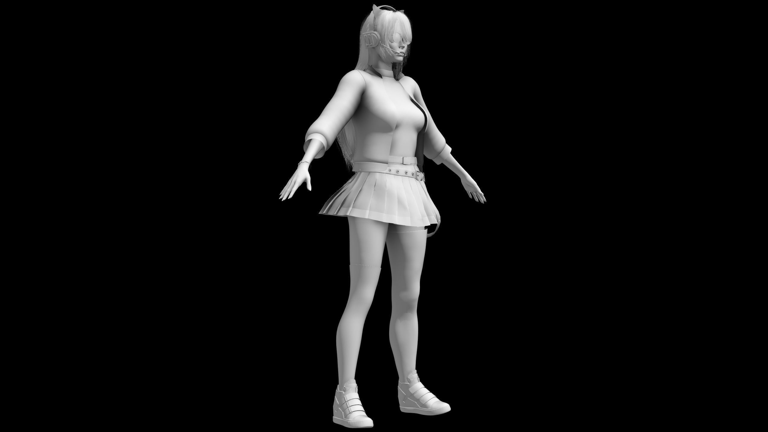 Waifu Gamer E-Girl Streamer 3D model_4