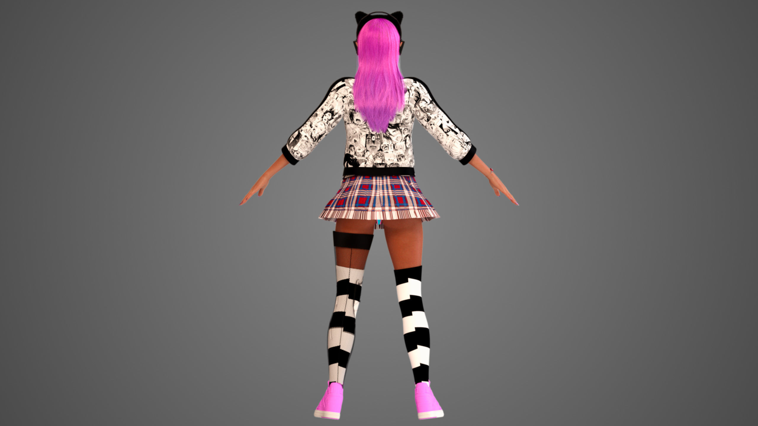 Waifu Gamer E-Girl Streamer 3D model_8