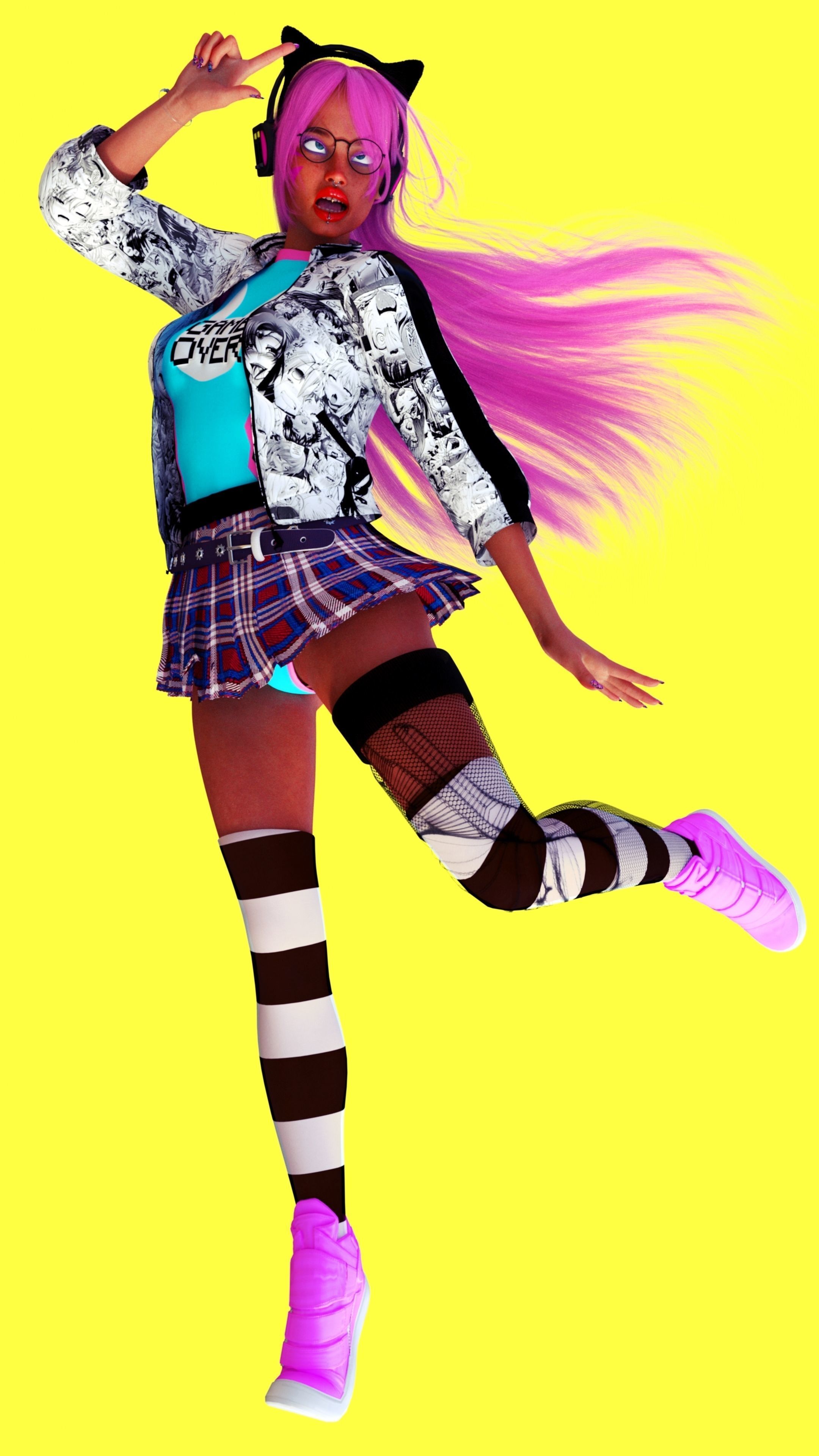 Waifu Gamer E-Girl Streamer 3D model_15