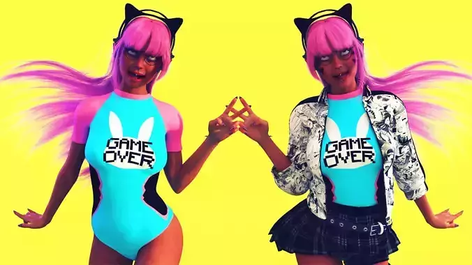 Waifu Gamer E-Girl Streamer 3D model
