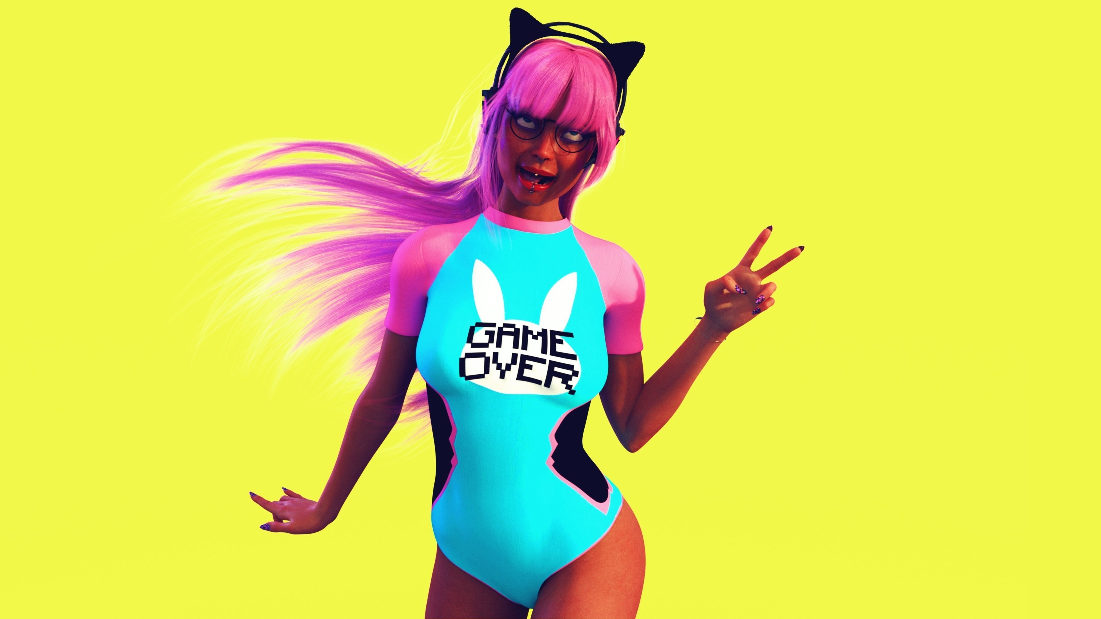 Waifu Gamer E-Girl Streamer 3D model_2