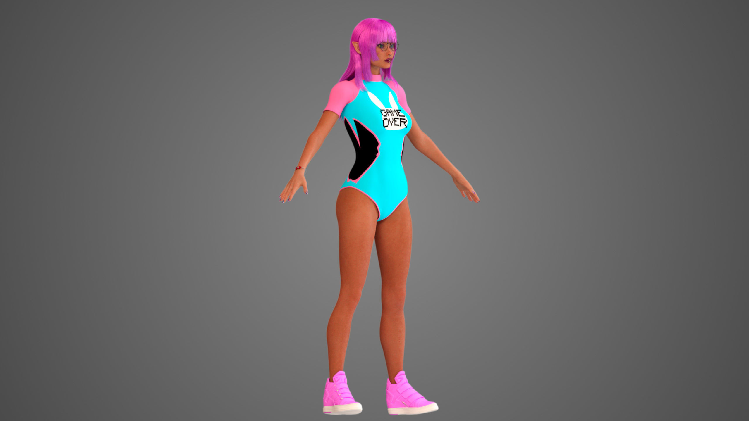 Waifu Gamer E-Girl Streamer 3D model_9