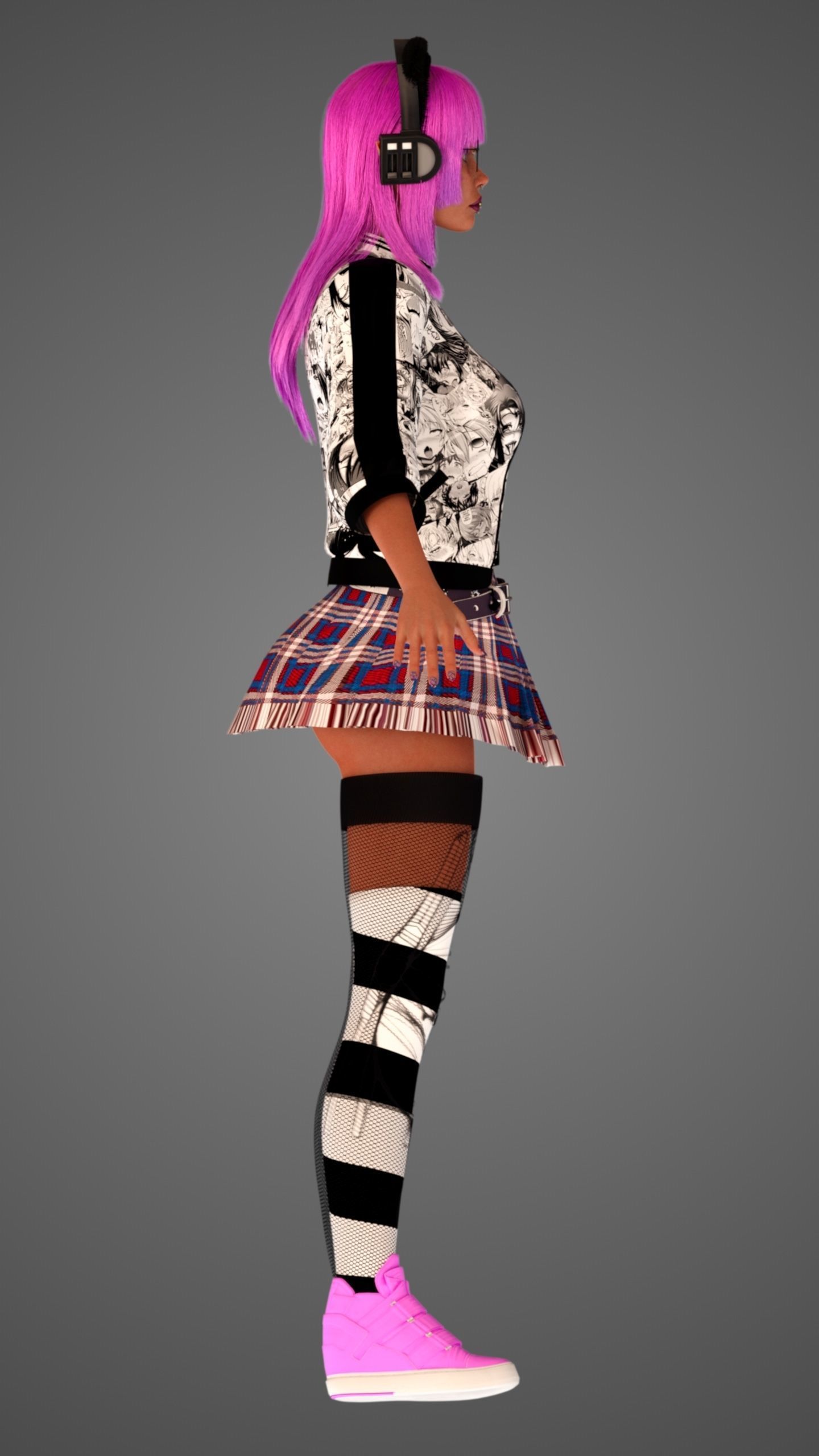 Waifu Gamer E-Girl Streamer 3D model_7