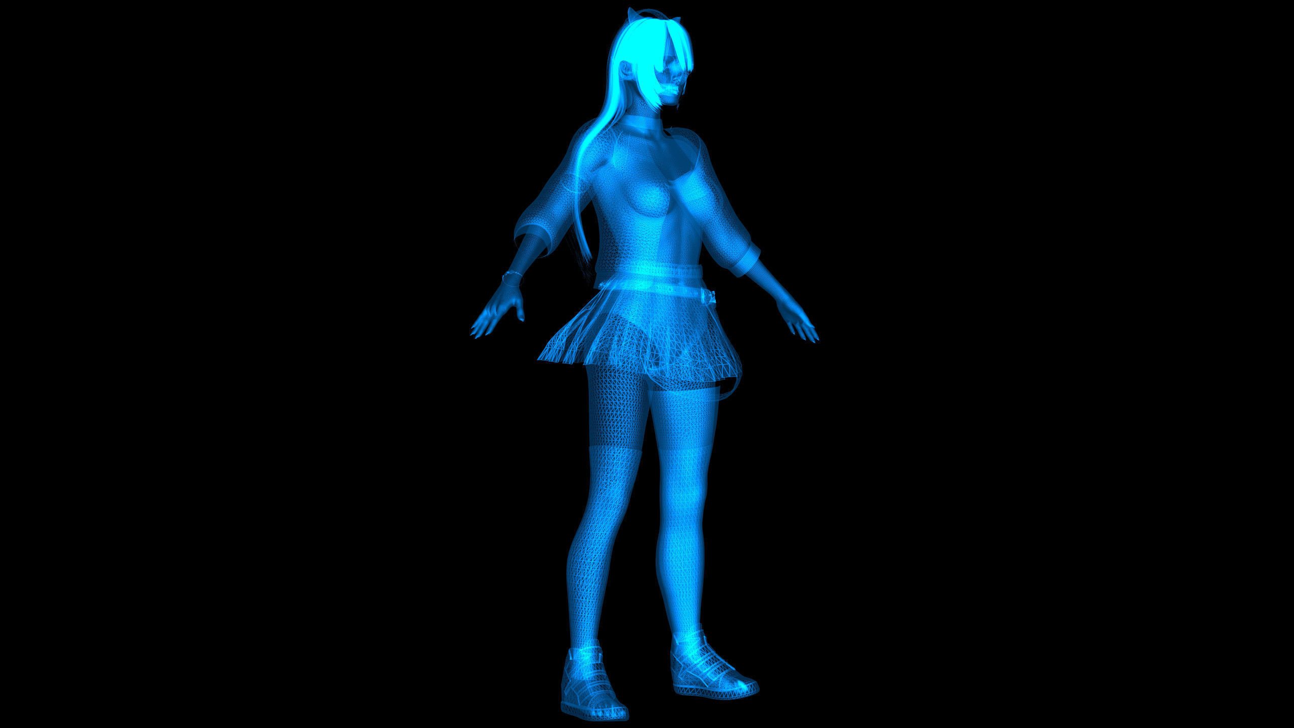 Waifu Gamer E-Girl Streamer 3D model_3