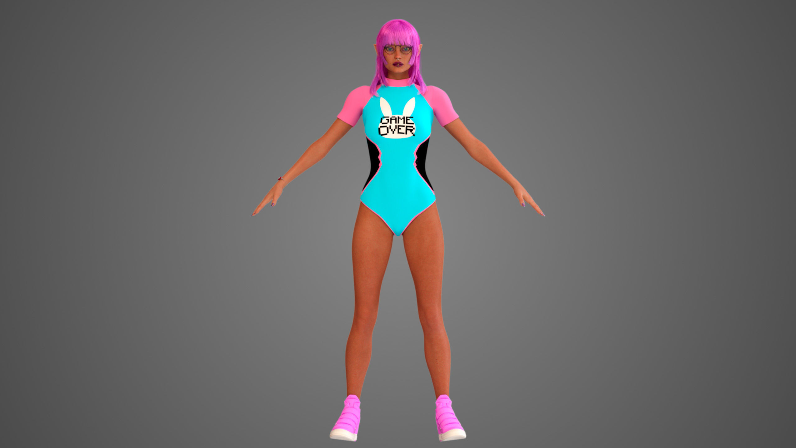 Waifu Gamer E-Girl Streamer 3D model_10