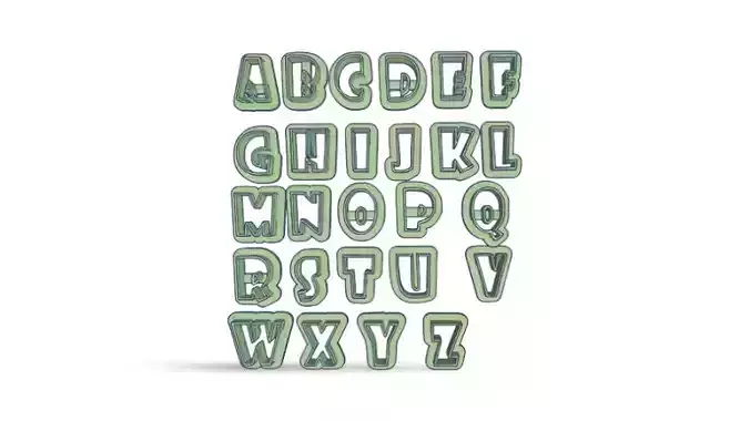 Set Cortantes ABC ROCK abecedario letras Cookies 3D print model
