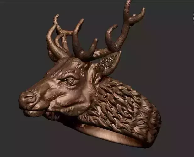 deer head ring 3D print model