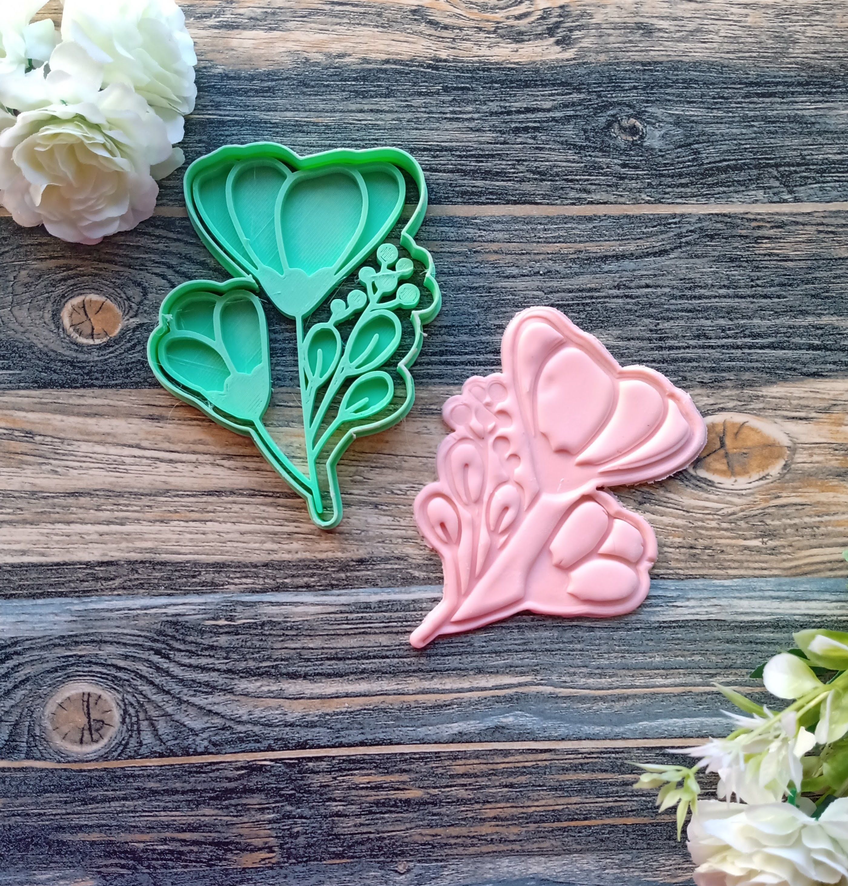 Set x 4 Cortantes Plantas Floral Cookie Galletitas 3D print model_3
