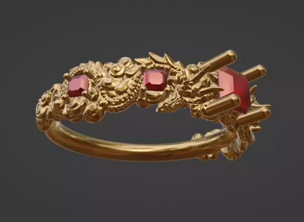 Twin Dragons Ring Free 3D print model