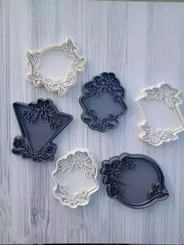 SET CORTANTE MARCADOR MARCO FLORAL Cookies 3D print model