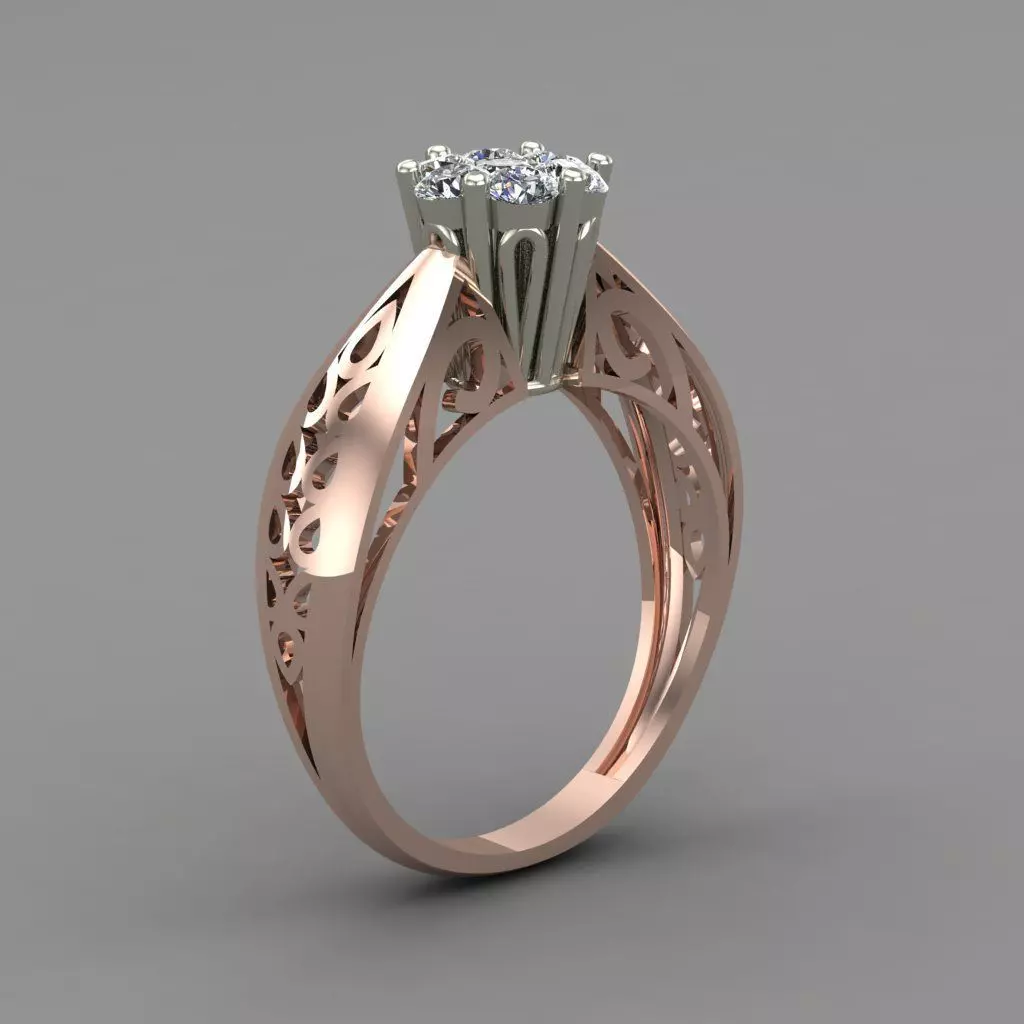 Rose Gold Diamond Engagement Ring 3D Print Model 3D print model