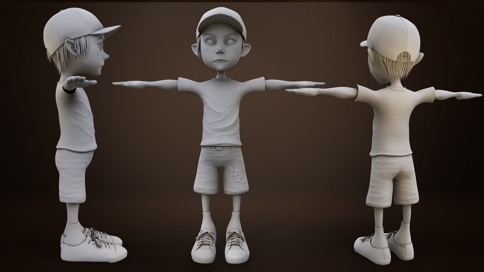 Cartoon Boy  Character  Rigging Facial expressions low-poly  Low-poly 3D model_6