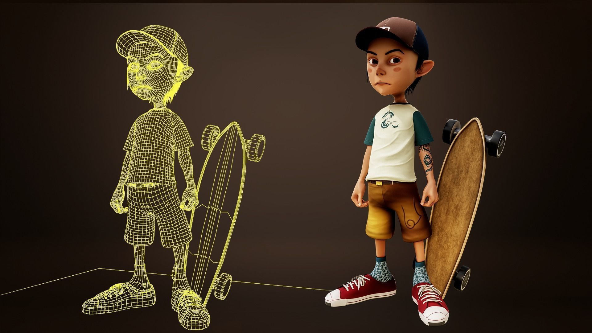 Cartoon Boy  Character  Rigging Facial expressions low-poly  Low-poly 3D model_8