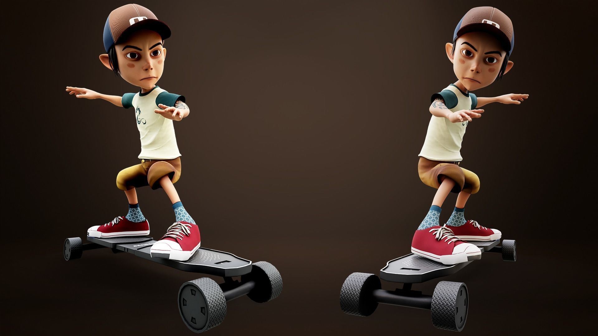 Cartoon Boy  Character  Rigging Facial expressions low-poly  Low-poly 3D model_4