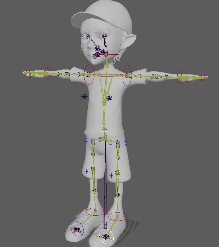 Cartoon Boy  Character  Rigging Facial expressions low-poly  Low-poly 3D model_9