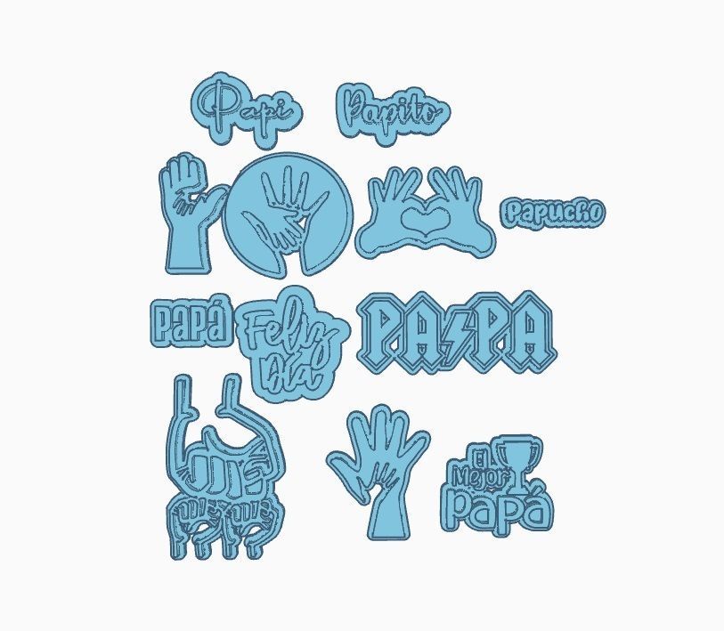 Combo Stamps Sellos Dia del Padre masa porcelana arcilla 3D print model_3