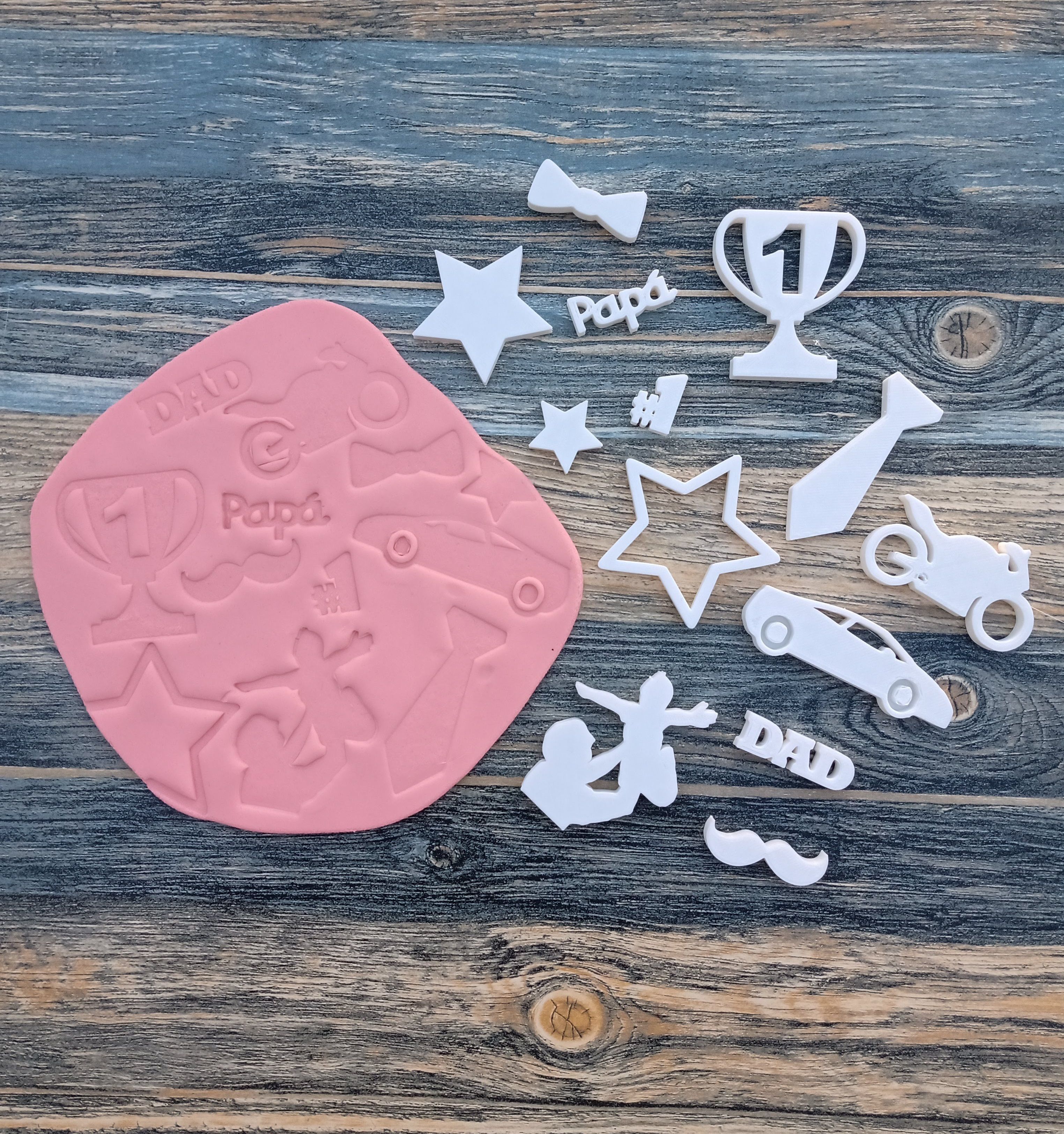 Combo Stamps Sellos Dia del Padre masa porcelana arcilla 3D print model_1