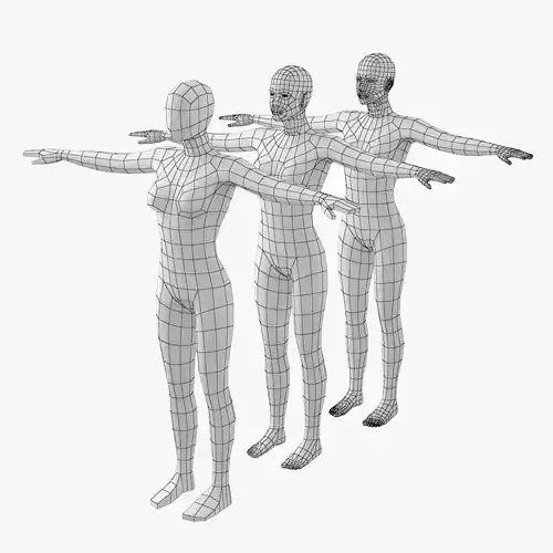 Natural Female in T-Pose Base Mesh 3D model