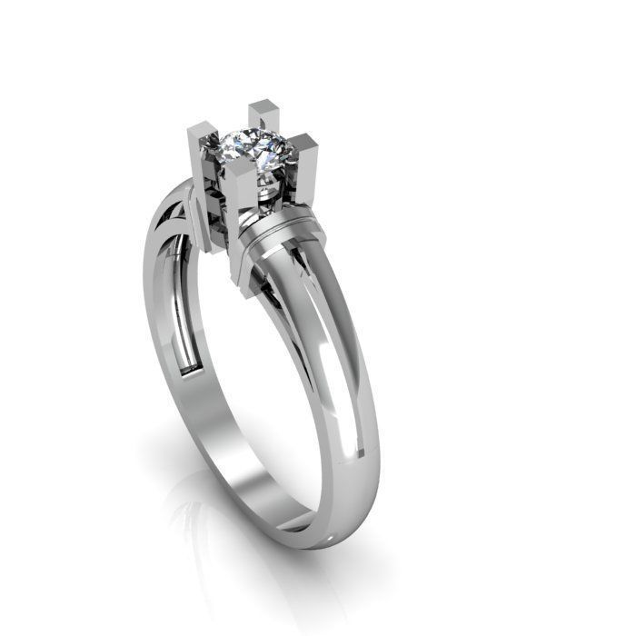 Single Diamond Wedding Ring For Women 3D print model_1