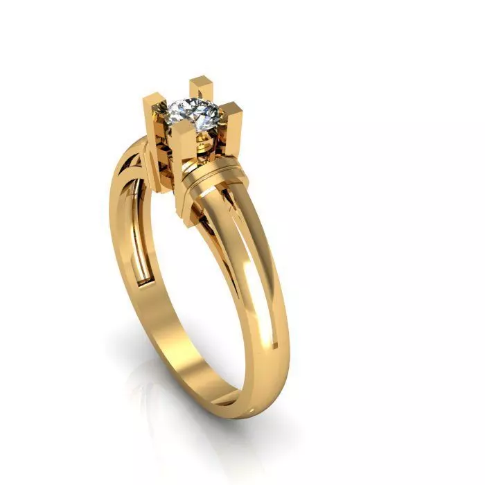 Single Diamond Wedding Ring For Women 3D print model_0