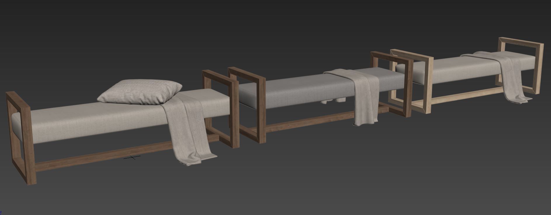 Upholstered Teak Bench by Kathy Kuo Home 3D model_8