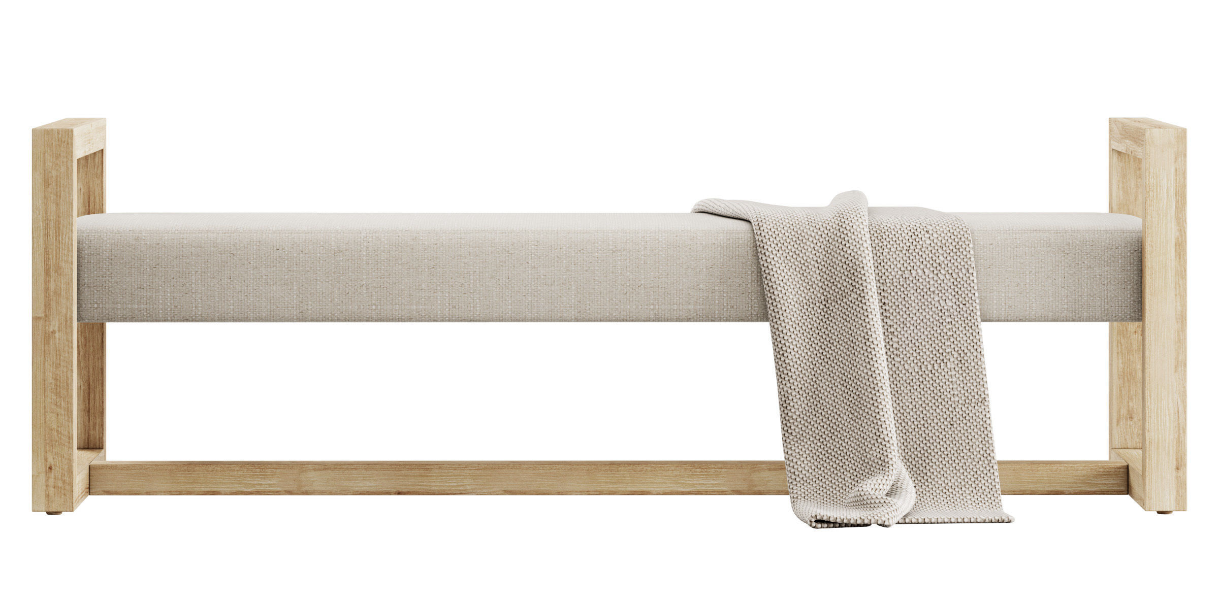 Upholstered Teak Bench by Kathy Kuo Home 3D model_13