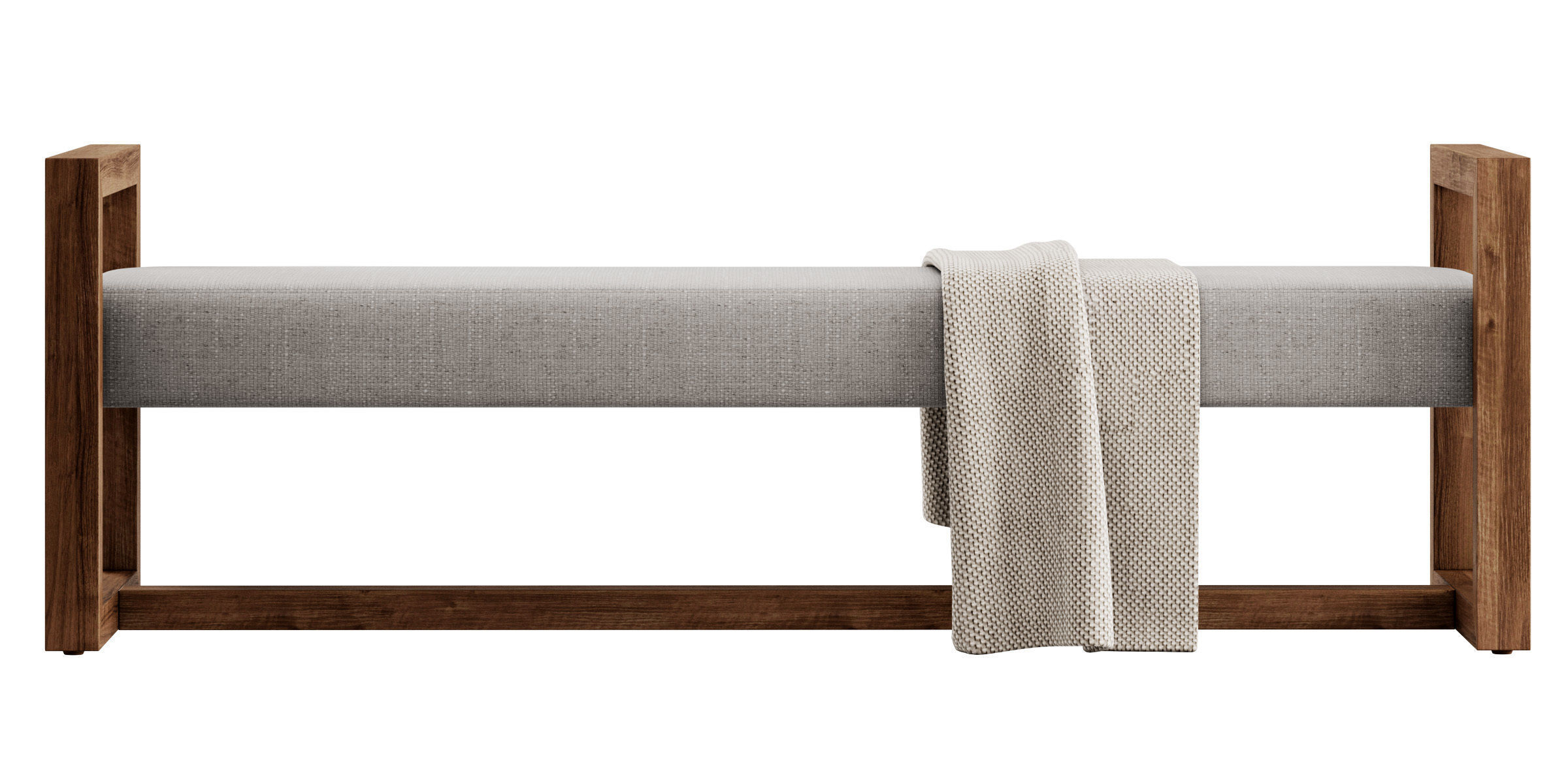 Upholstered Teak Bench by Kathy Kuo Home 3D model_12