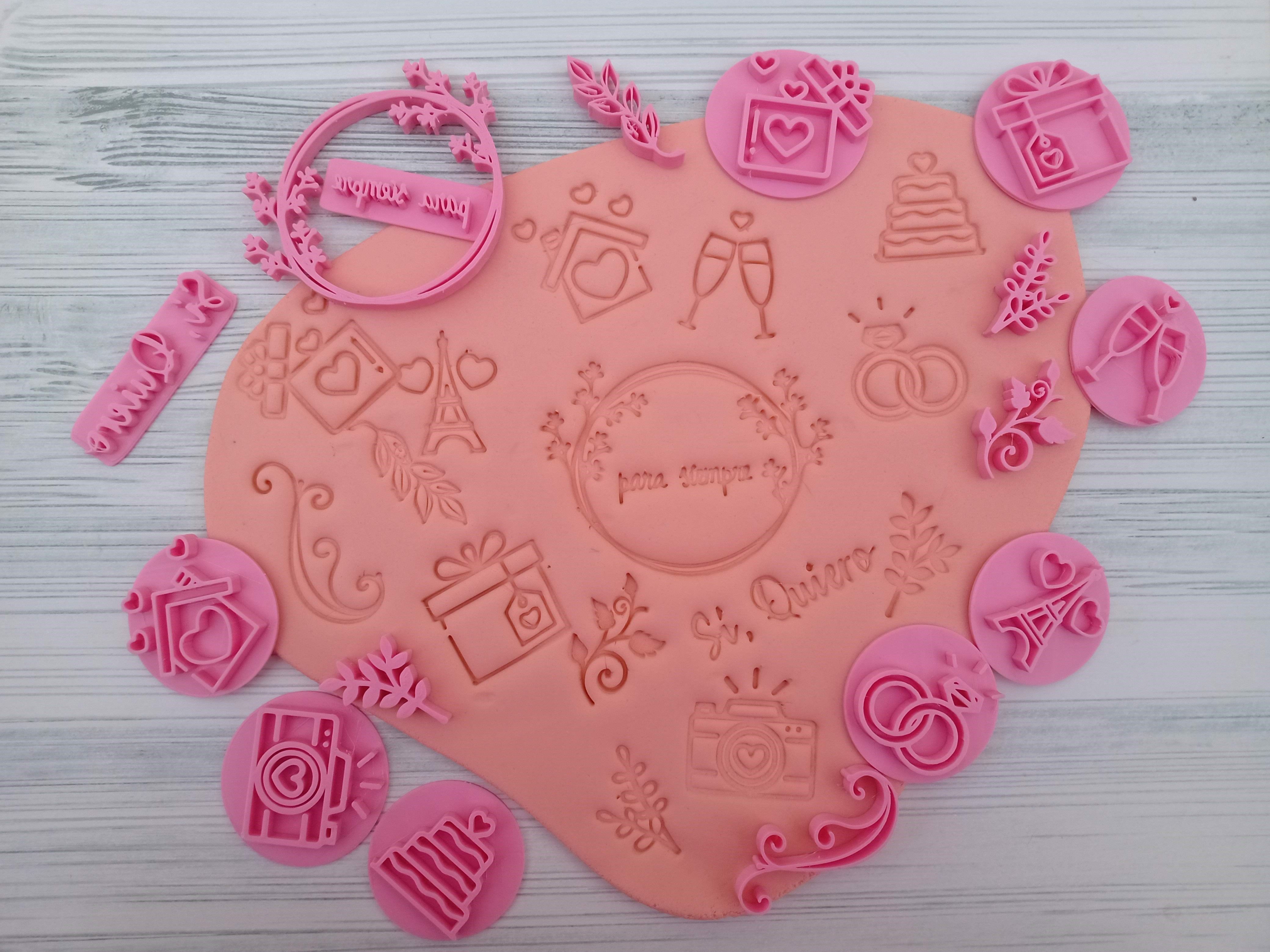 Combo 12 Set Sello Stamp Florales Boda Hojas Plantas 3D print model_9