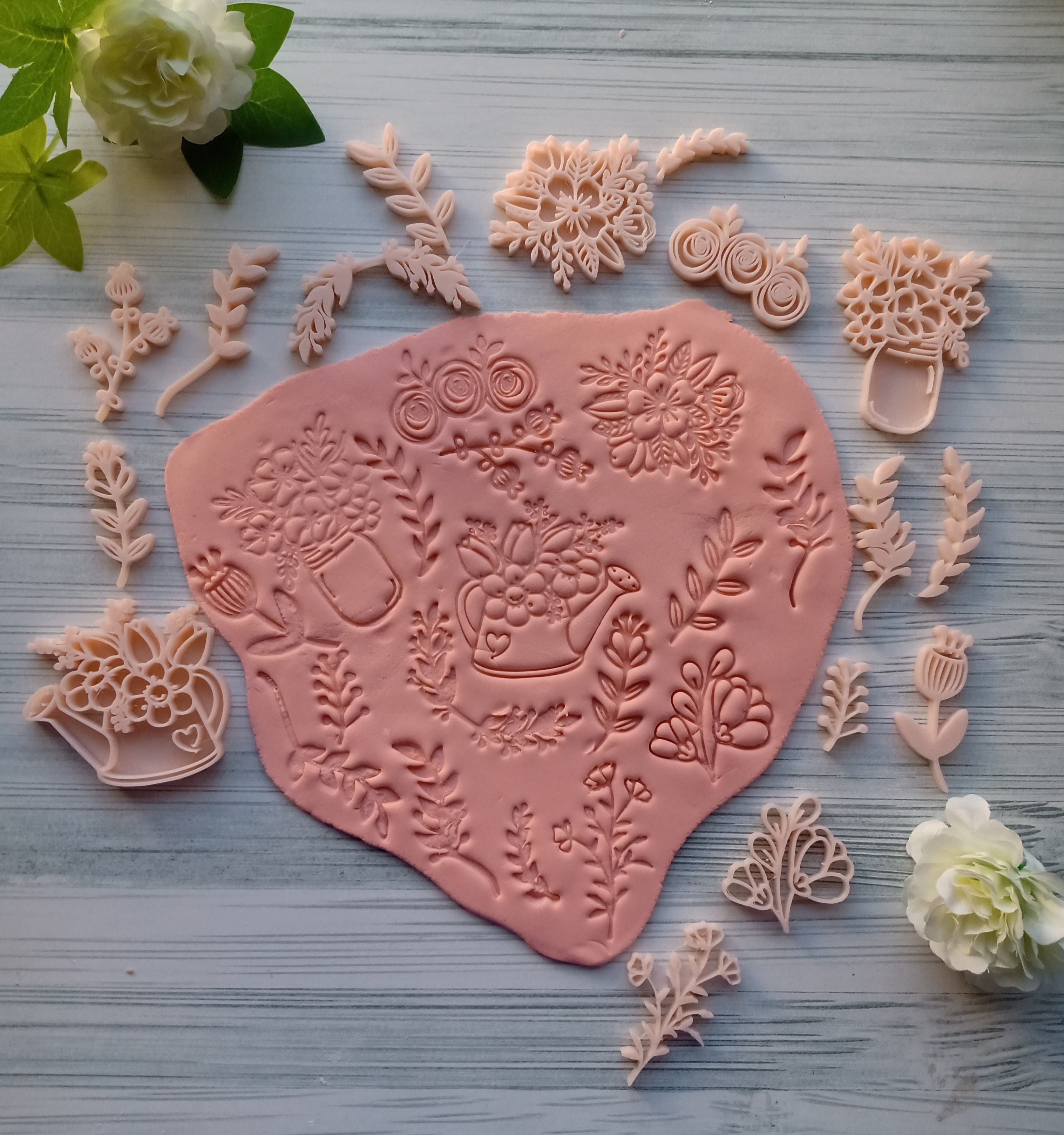 Combo 12 Set Sello Stamp Florales Boda Hojas Plantas 3D print model_11