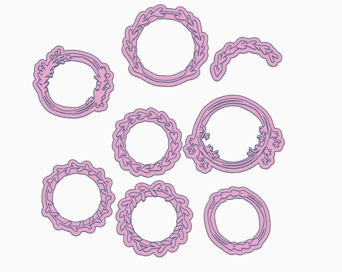 Combo 12 Set Sello Stamp Florales Boda Hojas Plantas 3D print model_12