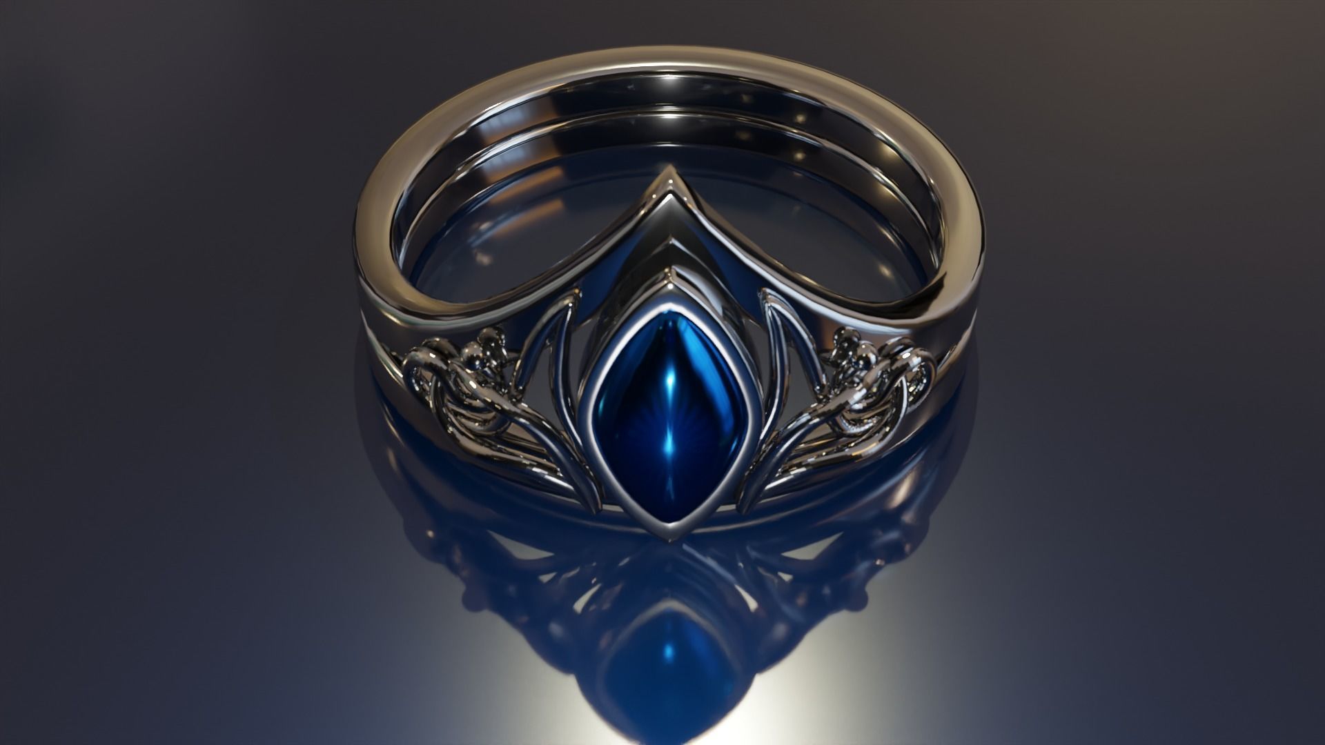 Gothic Ring 02 3D print model_1