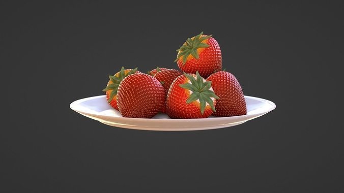 Plate with Red Strawberries  3D model 7