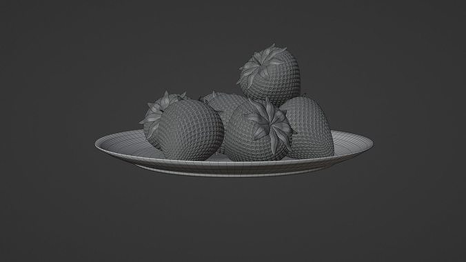 Plate with Red Strawberries  3D model 5