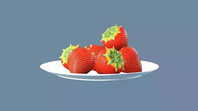 Plate with Red Strawberries 