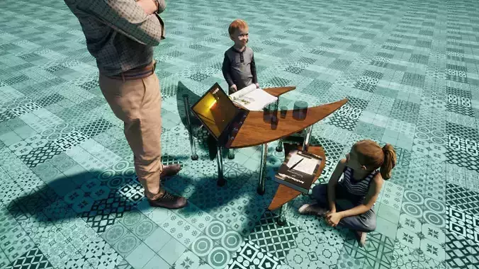 Mesa baja de madera con vidrio aplicandole materiales PBR 2K