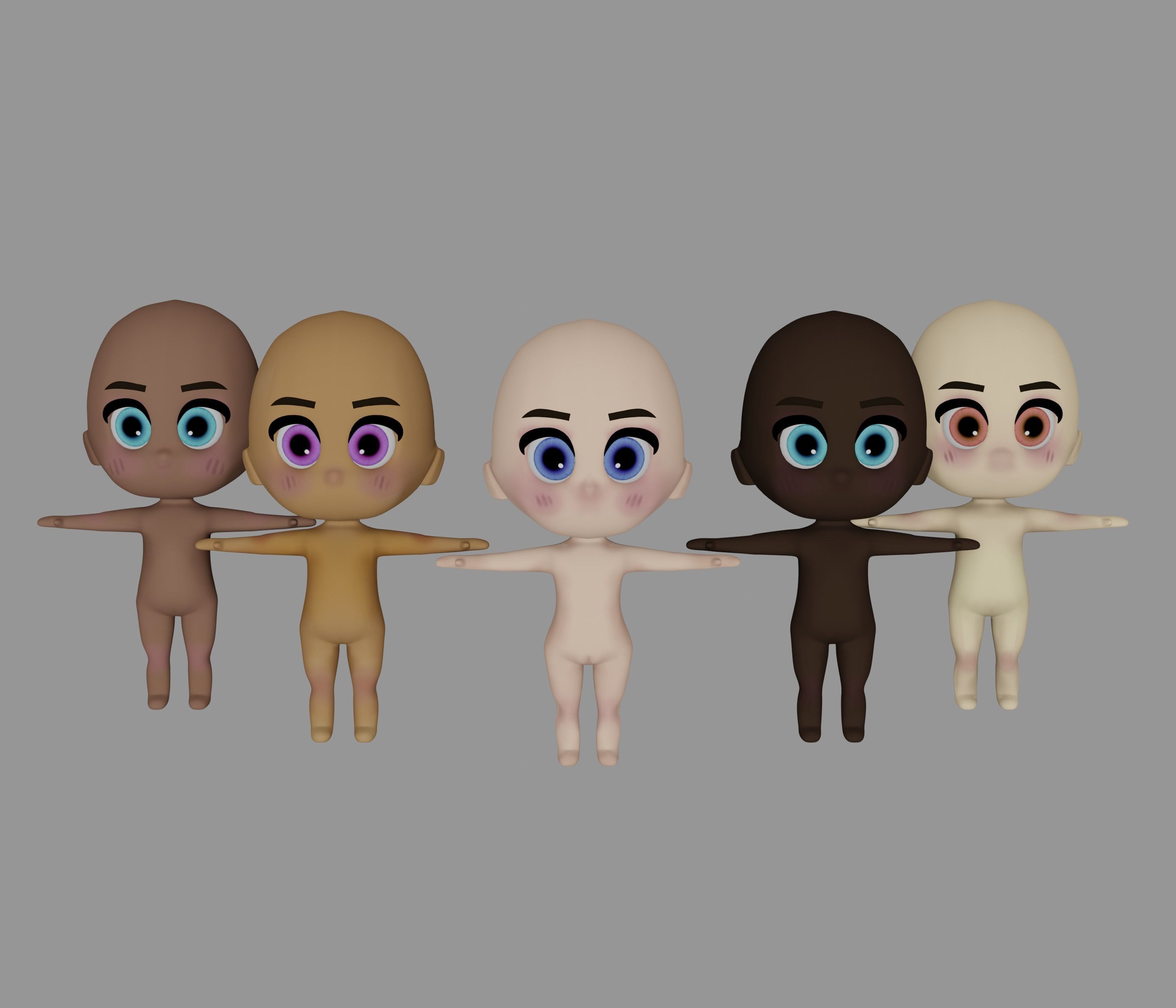 Chibi Base Model Bundle - Game Ready Low-poly 3D model_4