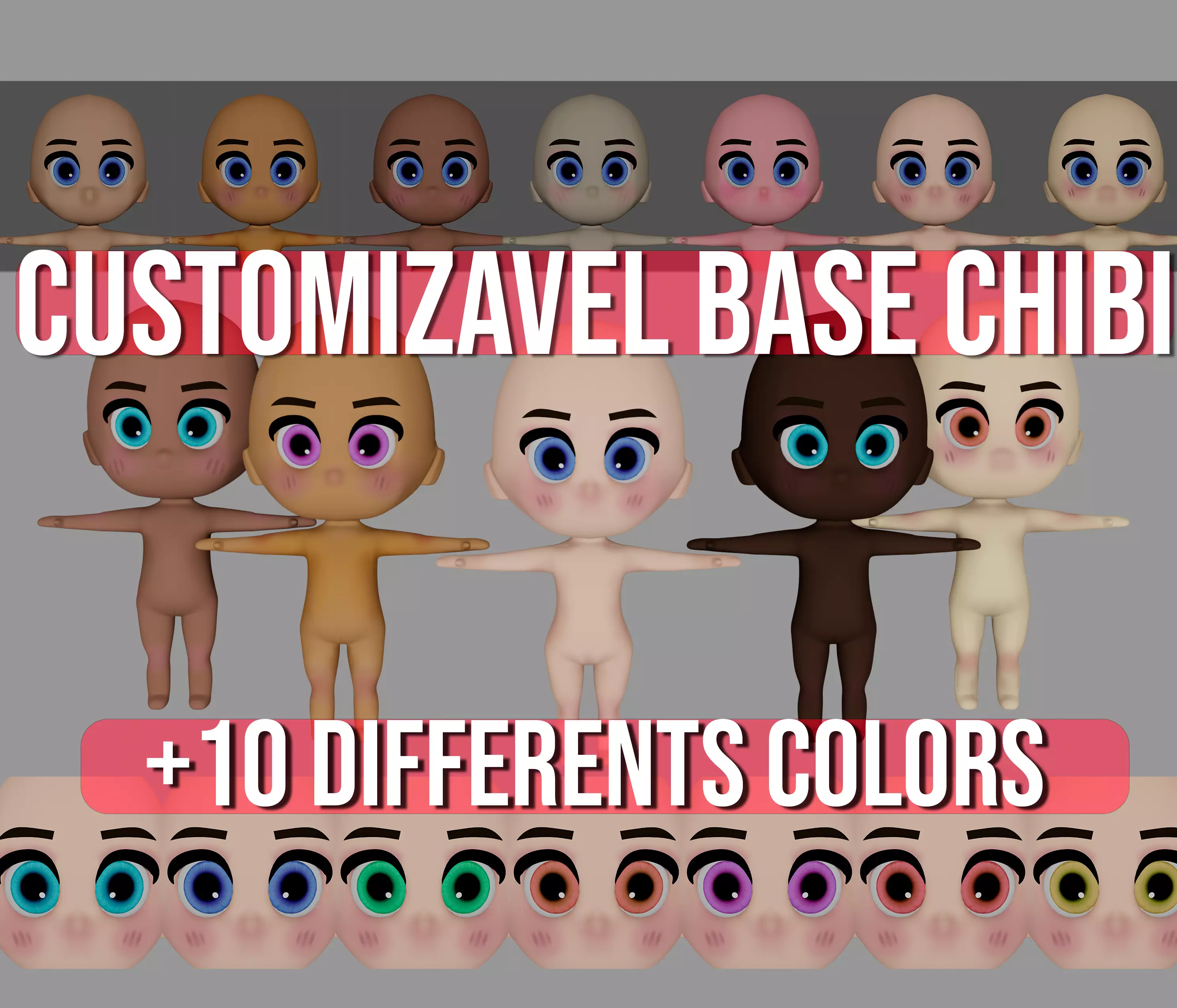 Chibi Base Model Bundle - Game Ready Low-poly 3D model_0